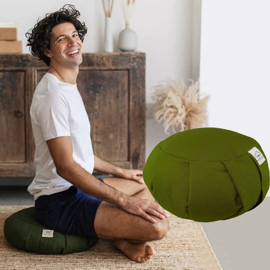 Buckwheat  Meditation Cushion,Yoga Mat,Circular Comfortable Portable Fitness Cotton Removable Washable Cover | Guided Meditation