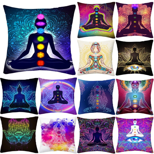 Vintage Indian Buddha Statue Meditation Pillowcase: Enhance Your Home Decor with Spiritual Yoga Cushion Covers | Guided Meditation