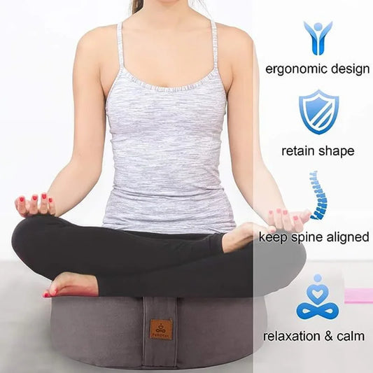Circular Meditation Cushion Filled Buckwheat Hulls Yoga Pillow Washable Cotton Cover Durable Carry Handle Round Window Mat | Guided Meditation