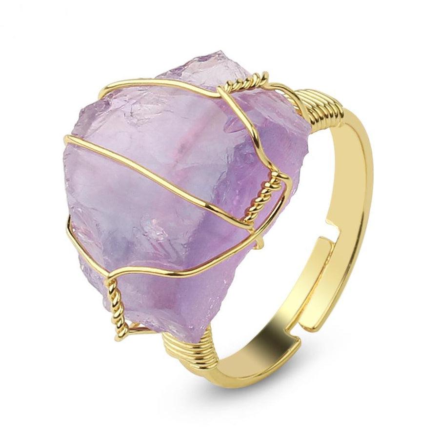 Adjustable healing ring made of natural stone | ring | Amethyst, Citrine, Green Fluorite, healing, jewelry, meditation, natural stone, new, ring, Rose Quartz, White Crystal | Guided Meditation