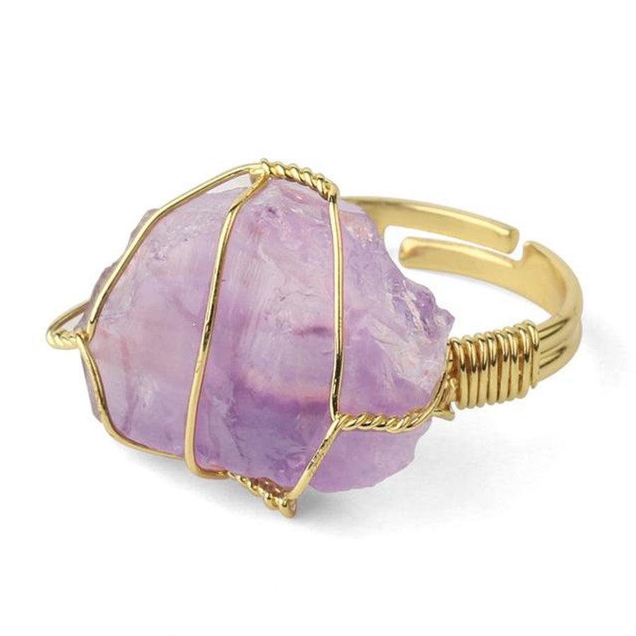Adjustable healing ring made of natural stone | ring | Amethyst, Citrine, Green Fluorite, healing, jewelry, meditation, natural stone, new, ring, Rose Quartz, White Crystal | Guided Meditation