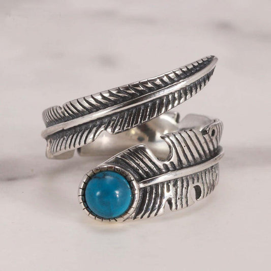 Genuine 925 Sterling Silver Turquoise Feather Healig Ring | Ring | healing, jewelry, meditation, new, ring, silver, Turquoise | Guided Meditation