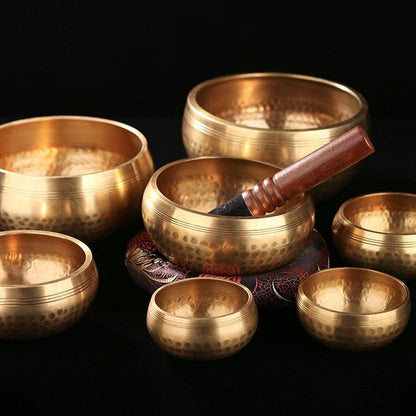 Singing bowl in Tibetan handcrafted in brass
