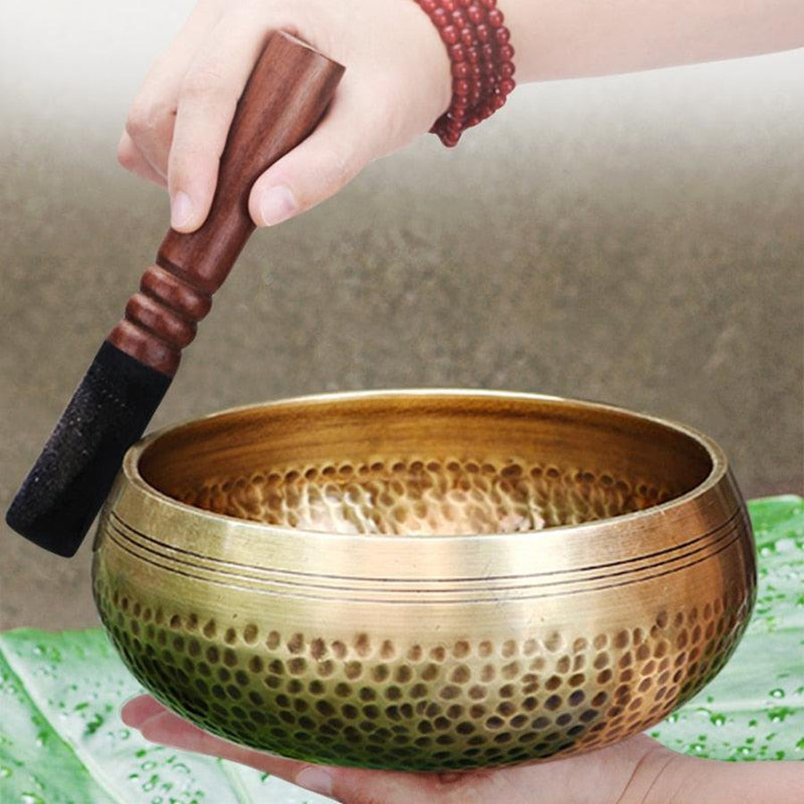 Singing bowl in Tibetan handcrafted in brass | Singing Bowl | bol chantant tibetain, bowl, brass, meditation, musical therapies, Singing bowl, Tibetan, yoga | Guided Meditation