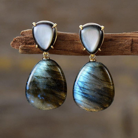 Luxury dangling earrings in natural Labradorites | Earring | Boucles d'oreilles, earring, Earrings, Labradorites, new | Guided Meditation