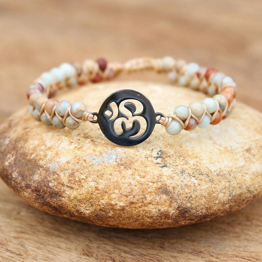 Shamballa "Om" bracelet in natural Jasper stones | Bracelet | jasper, new | Guided Meditation