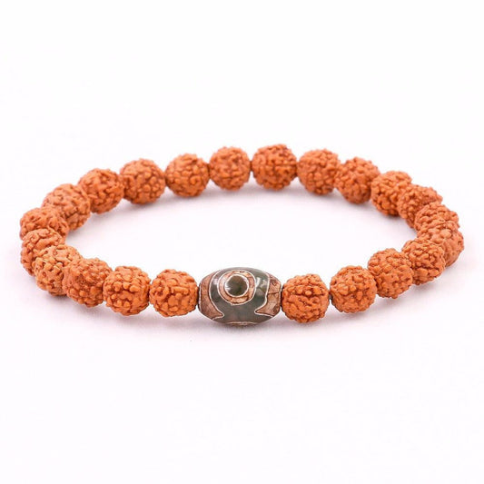 Bracelet in natural Rudraksha seeds and eye of Dzi | Bracelet | Bracelet, eye of Dzi, new, Rudraksha seeds | Guided Meditation