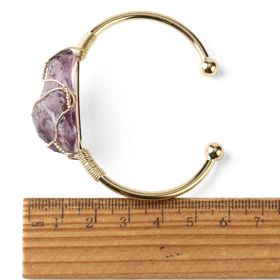 Adjustable bangle bracelet with natural irregular central stone | Bracelet | Amethyst, Bracelets, Citrine, Fluorite, Kyanite, new, Pink Quartz, White Quartz | Guided Meditation