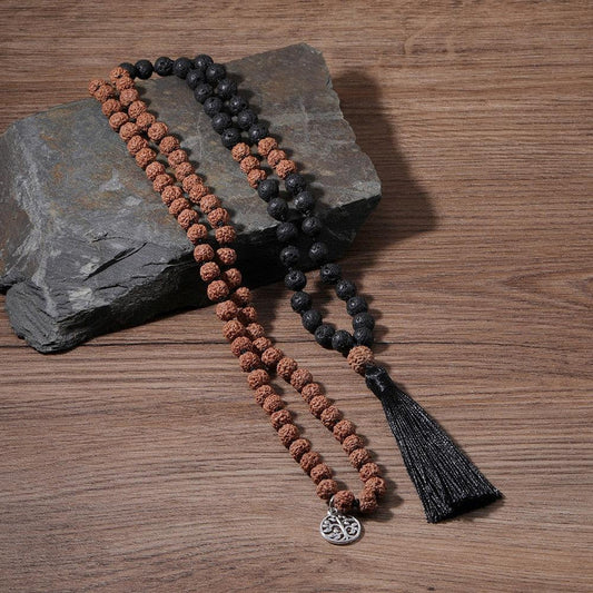 Mala 108 beads in Rudraksha seeds and Lava Stones | Mala bouddhiste | glass beads, Lava stones, Malas, Malas bouddhiste, new, Rudraksha | Guided Meditation
