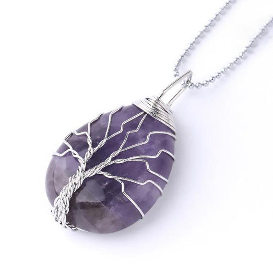 “Tree of life” healing pendant and natural stone | Pendentif | Amethyst, Colliers & Pendentifs, new, Opaline, Pendant, quantity_12, Rock Crystal, Rose Quartz, Tiger's Eye, Turquoise | Guided Meditation