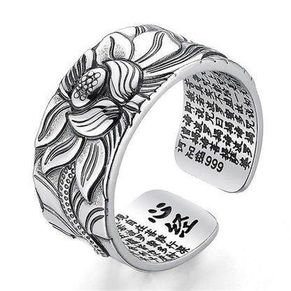 Sterling Silver Lotus Open Ring (999) | Ring | Buddha, enlightenment, jewelry, Lotus Flower, meditation, purity, ring, Shakyamuni, silve, thread, wisdom | Guided Meditation