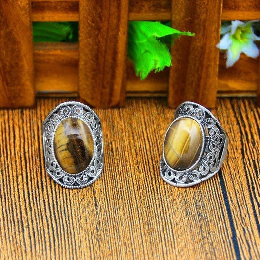 Tiger Eye Silver Plated Cabochon Ring | Ring | calming the mind, dispelling fears, enhancing concentration, jewelry, meditation, OCU1, peace, protective, ring, Silver Plated, Tiger Eye, tranquility | Guided Meditation