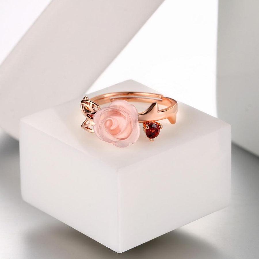 "Love Delight" ring in rose quartz and 925 silver | Ring | Bagues, OCU1, ring, rose quartz, silver | Guided Meditation