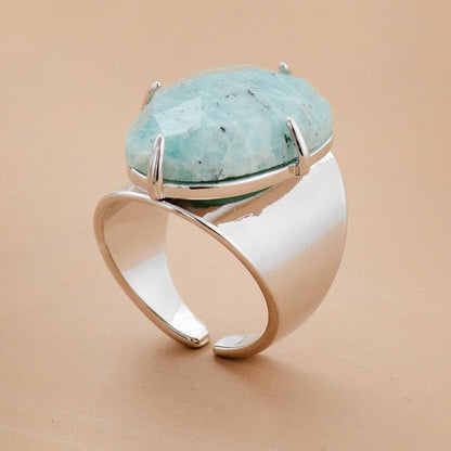 cabochon ring in Amazonite | Bague | gift, meditation, new, OCU1, ring, women | Guided Meditation