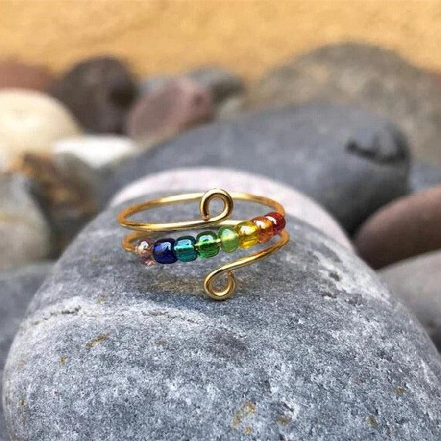 Rings of the 7 chakras in glass beads | ring | 7 Chakra, 7 Chakras, glass beads, jewelry, meditation, new, ring | Guided Meditation