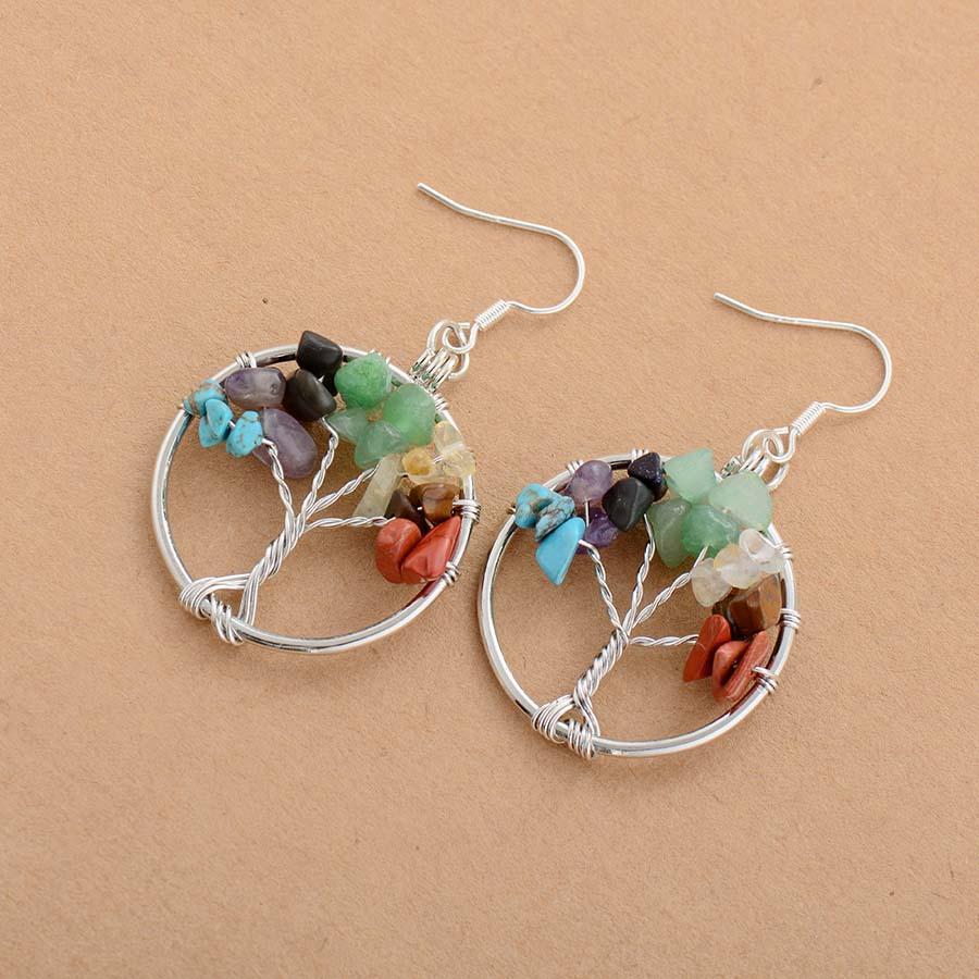 “Tree of life of the 7 Chakras” earrings in natural stones | earring | 7 chakras, Chakras, earring, Earrings, natural stones, OCU1, Tree of Life | Guided Meditation
