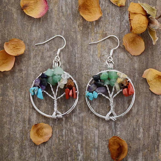“Tree of life of the 7 Chakras” earrings in natural stones | earring | 7 chakras, Chakras, earring, Earrings, natural stones, OCU1, Tree of Life | Guided Meditation