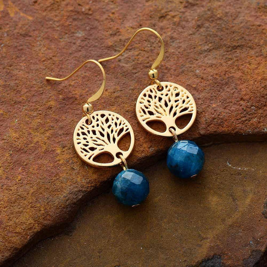 Tree of life earrings and faceted blue Apatite stones | Earring | Apatites, Boucles d'oreilles, earring, Earrings, elocution, hearing, listening, new, OCU1, throat chakra | Guided Meditation