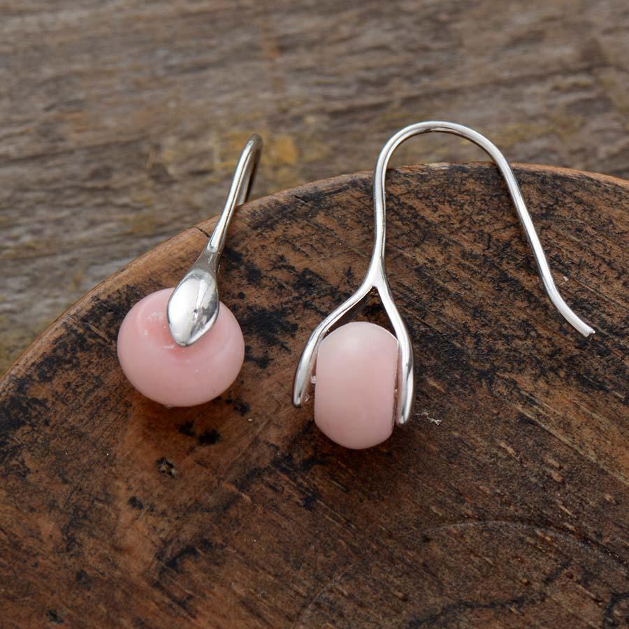 Stirrup-shaped earrings with pink opal | earring | Boucles d'oreilles, earring, Earrings, new, OCU1, Opal, pink opal, significantly | Guided Meditation