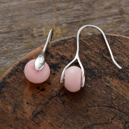 Stirrup-shaped earrings with pink opal | earring | Boucles d'oreilles, earring, Earrings, new, OCU1, Opal, pink opal, significantly | Guided Meditation
