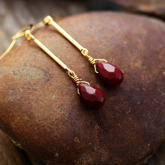 Dangling earrings in faceted red Jasper | Boucles d'oreilles | Boucles d'oreilles, earring, Earrings, new, OCU1, Red Jasper | Guided Meditation