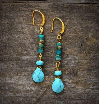 "Self-esteem” dangling earrings in turquoise and natural stones | Earring | Boucles d'oreilles, earring, Earrings, fetedesmeres, lovers, new, OCU1, Turquoise | Guided Meditation