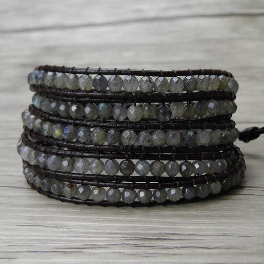 5 row bracelet in leather and Labradorite | Bracelet | Bracelet, Bracelets, Buddhist, Labradorite, OCU1 | Guided Meditation