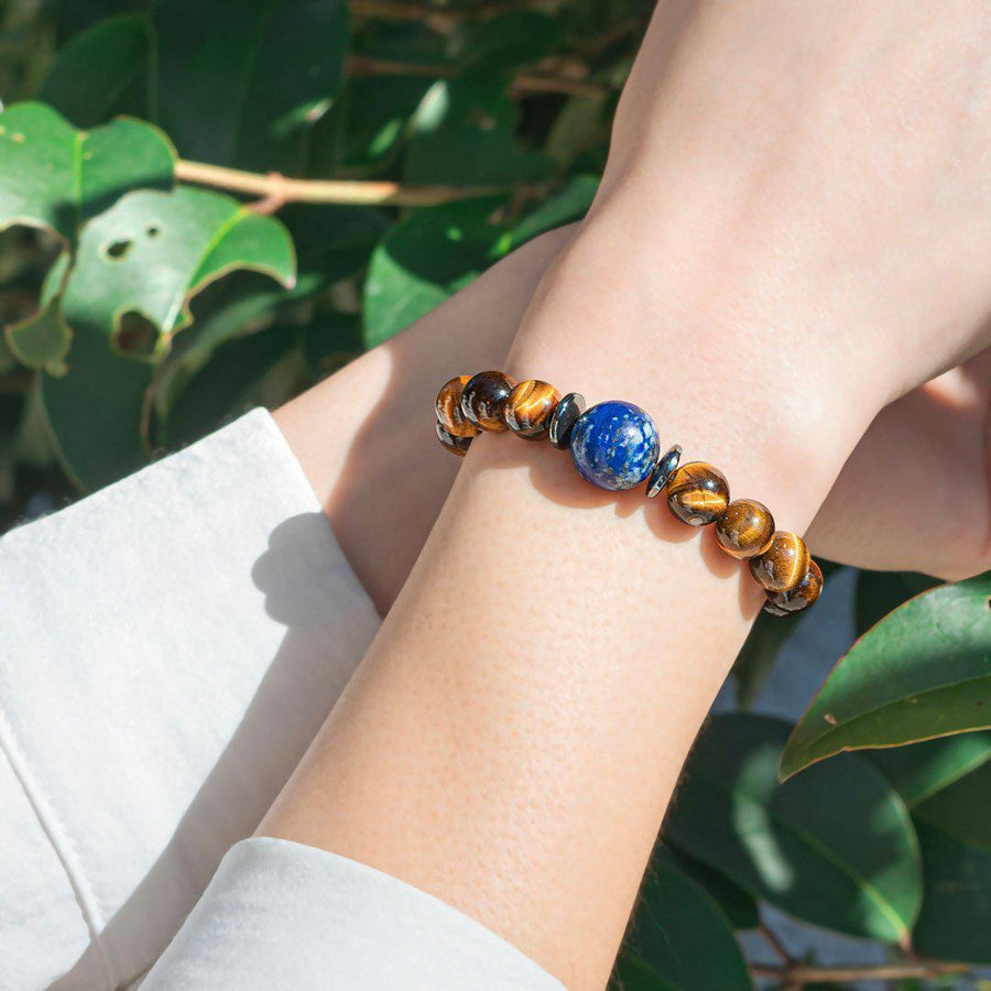 "Self-confidence" bracelet in Tiger's Eye, Hematite and Lapis Lazuli | Bracelet | new, premiums, quantity_12 | Guided Meditation