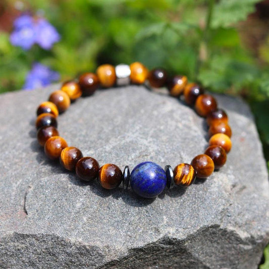 "Self-confidence" bracelet in Tiger's Eye, Hematite and Lapis Lazuli | Bracelet | new, premiums, quantity_12 | Guided Meditation
