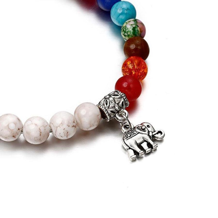 Bracelet of the 7 chakras, white Howlite and elephant charm | Bracelet | 7 chakras, Chakras, charm, elephant, OCU1 | Guided Meditation