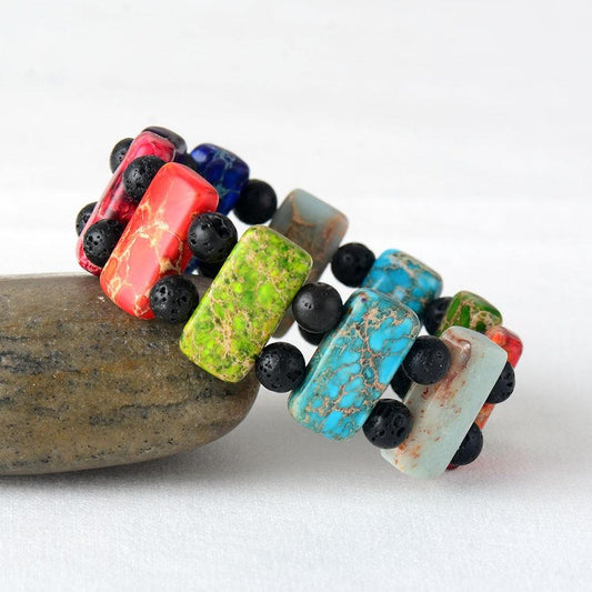 Bracelet in multicolored stones and natural Lava Stones | Bracelet | Bracelets, Lava Stones, multicolored, new, OCU1 | Guided Meditation