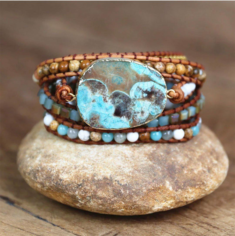 Multi-turn bracelet in turquoise Jasper stones | Bracelet | Bracelets, jasper, OCU1, Turquoise | Guided Meditation