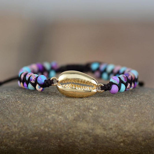 Lucky charm bracelet in Jasper stones and cowrie shell | Bracelet | Bracelets, cowrie shell, jasper, new, OCU1 | Guided Meditation