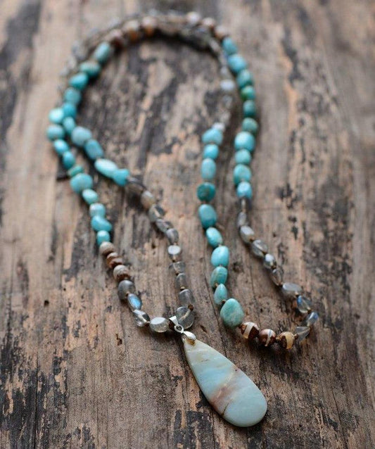 “Extreme Confidence” Necklace in Labradorite, Onyx and Amazonite | Collier | Amazonite, Colliers & Pendentifs, Confidence, fetedesmeres, Labradorite, necklace, new, OCU1, Onyx | Guided Meditation
