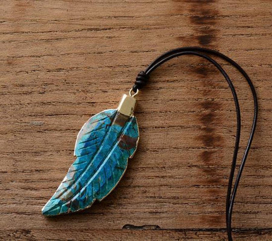 Natural Jasper Leaf Pendant Necklace | Pendentif | Colliers & Pendentifs, jasper, necklace, OCU1, Pendant | Guided Meditation