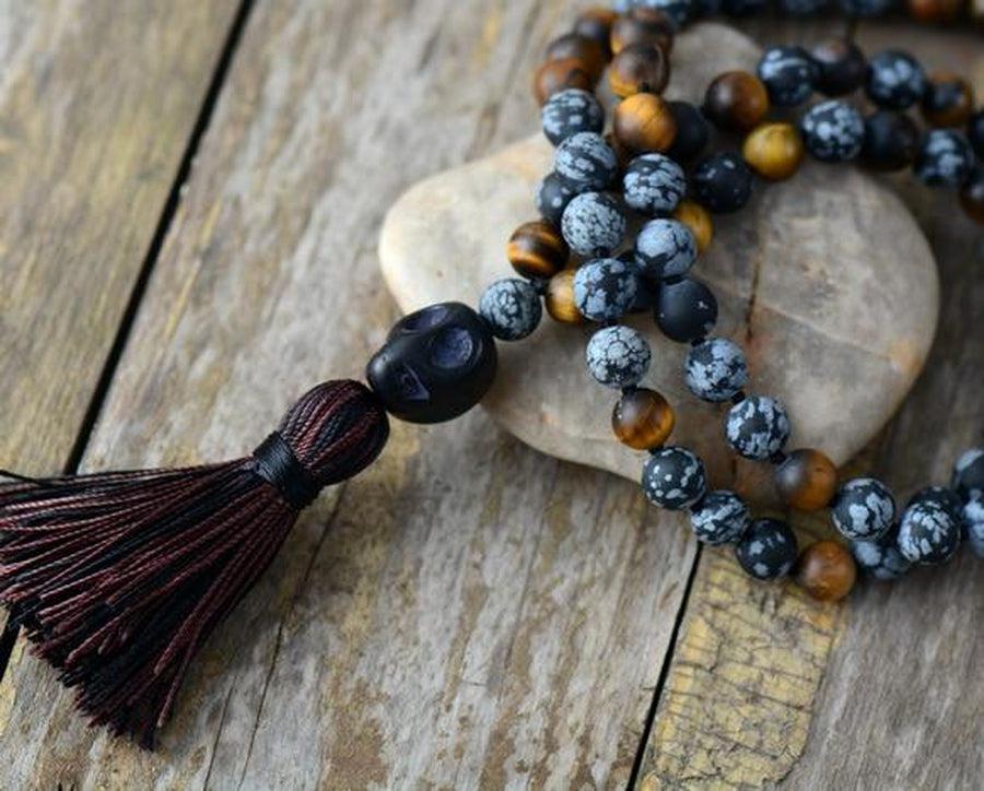 "Stability and Protection" necklace in natural Onyx, Tiger's Eye and Jasper beads | Collier | Black Onyx, Colliers & Pendentifs, jasper, necklace, new, OCU1, Onyx, Protection, Stability, Tiger Eye, Tiger's Eye | Guided Meditation