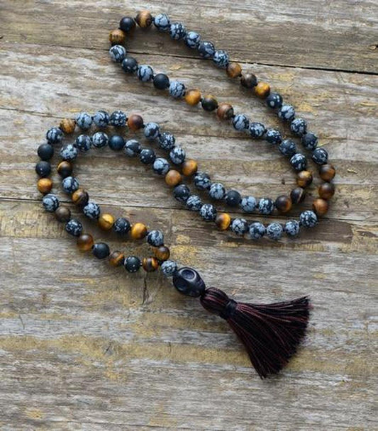 "Stability and Protection" necklace in natural Onyx, Tiger's Eye and Jasper beads | Collier | Colliers & Pendentifs, jasper, necklace, new, OCU1, Onyx, Protection, Stability, Tiger Eye, Tiger's Eye | Guided Meditation