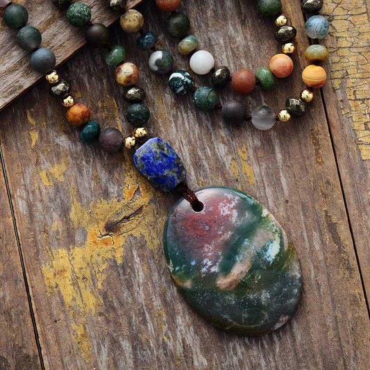 Mala in beads of Agate, Jasper and Lapis Lazuli | Mala bouddhiste | Agate, bead, jasper, Lapis Lazuli, Malas, Malas bouddhiste, new | Guided Meditation