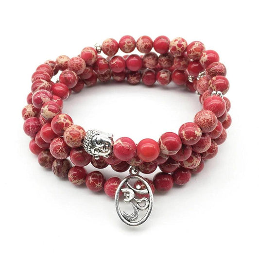 Mala in marbled red Regalite beads | Mala bouddhiste | bead, Malas, Malas bouddhiste, new, OCU1, red Regalite | Guided Meditation
