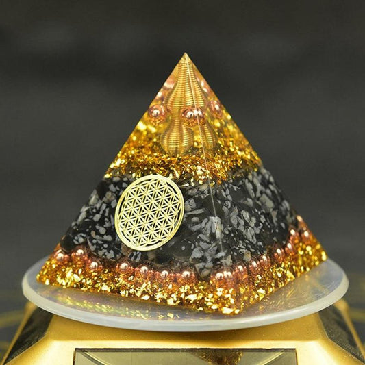 Orgonite, Pyramid of fortune | Orgonite | copper, fortune, gold leaf, new, Obsidian, Orgonite, Orgonites, pyramid, quantity_18 | Guided Meditation