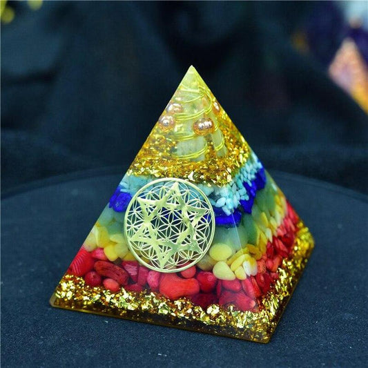 Orgonite, pyramid of the seven chakras | Orgonite | 7 Chakra, 7 Chakras, Amazonite, colored crystal, Crystal, Green Aventurine, Lapis Lazuli, Orgonites, pyramid, seven chakras | Guided Meditation