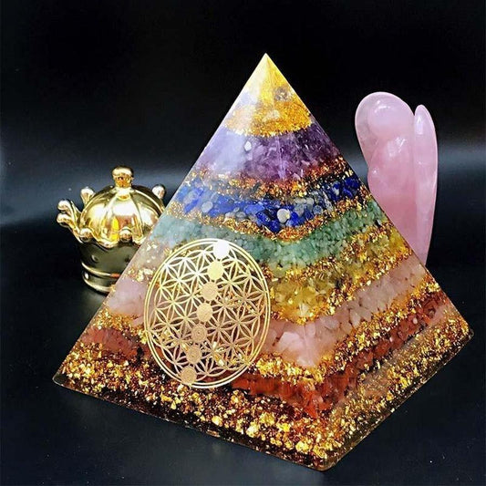 Orgonite pyramid of the 7 chakras | Orgonite | 7 Chakras, copper, copper leaf, Crystal, gold leaf, new, Orgonite, Orgonites, pyramid, resin | Guided Meditation